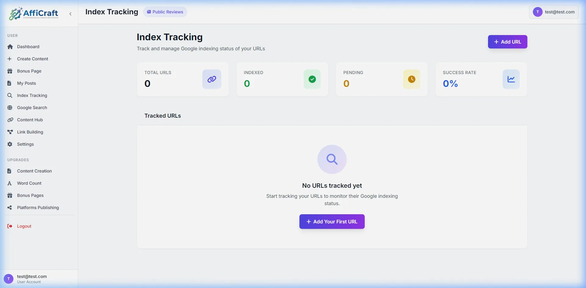 AffiCraft Index Tracking